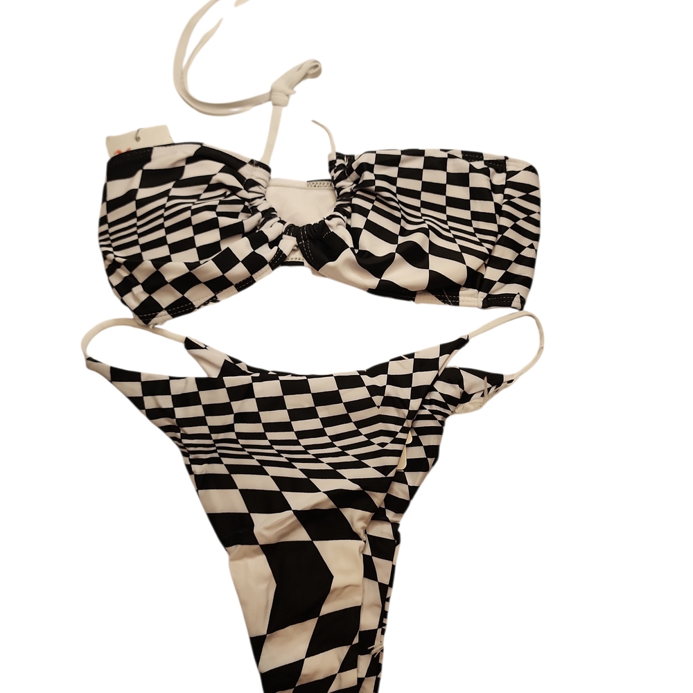 Monochrome Checkered Bikini Set
